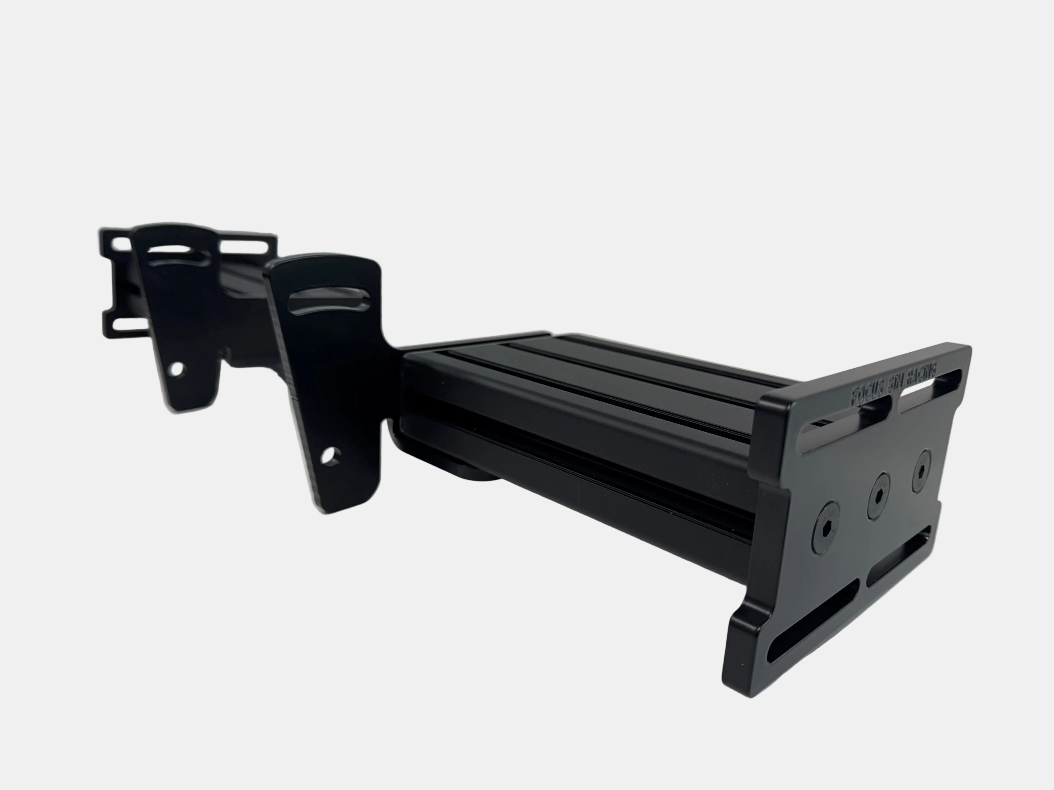 Black metal bracket on a white background