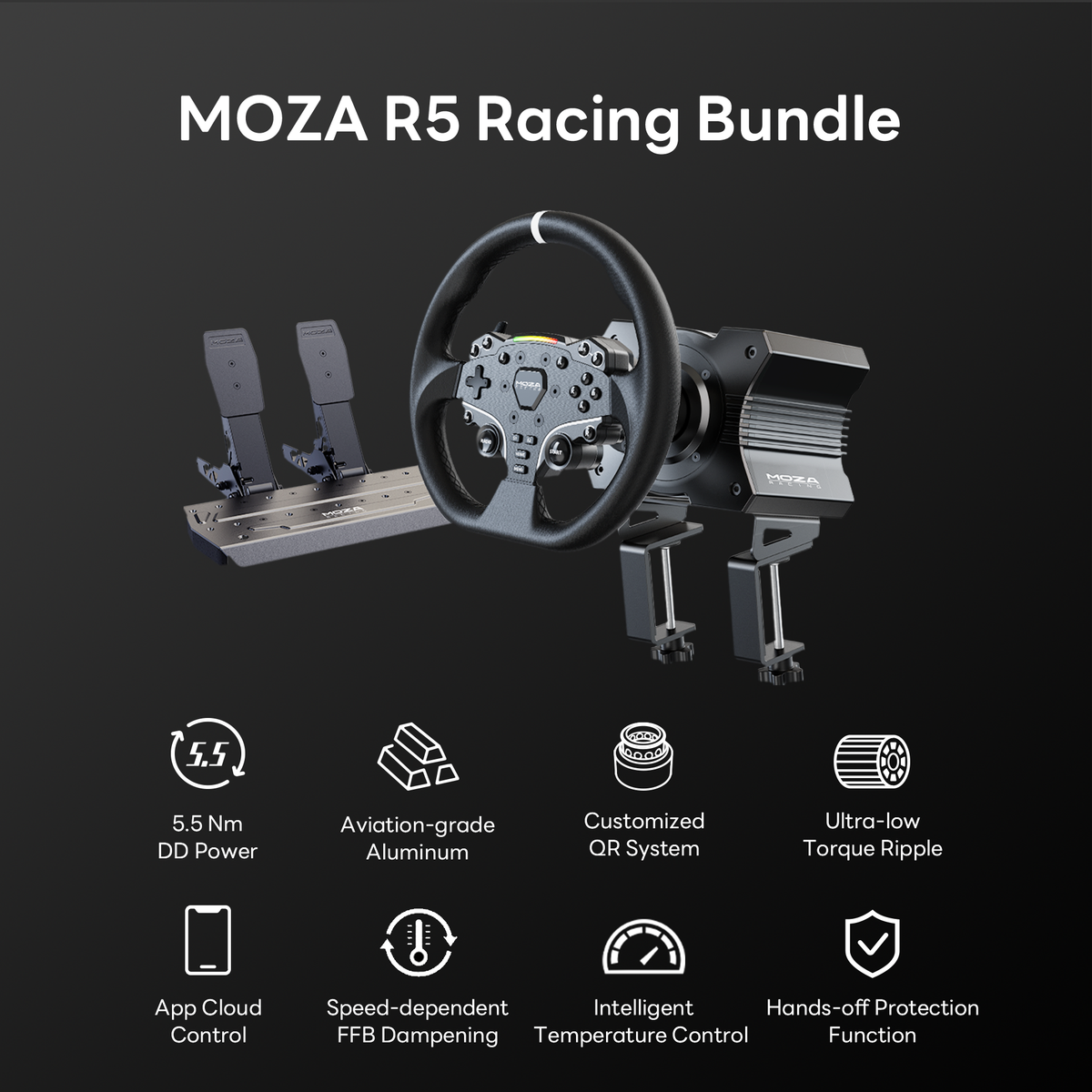 Ibuypower Moza R5 Racing Simulator Bundle MOZA R5 Bundle Sim Racing Bundle for PC